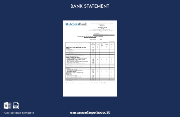 modello word di estratto conto bancario (inglese) in stile verificato dell'Azerb